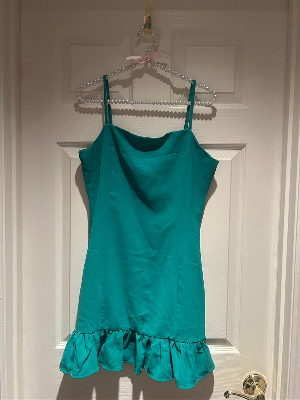 glam Green Ruffle-Hem Dress